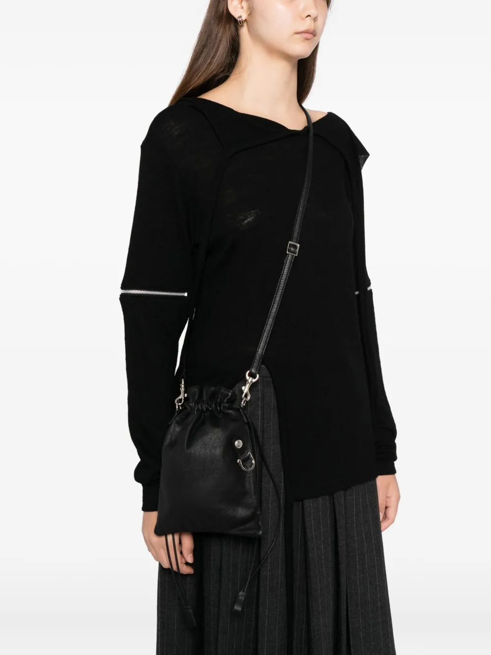 Yohji Yamamoto Drawstring Mini Bag In Black