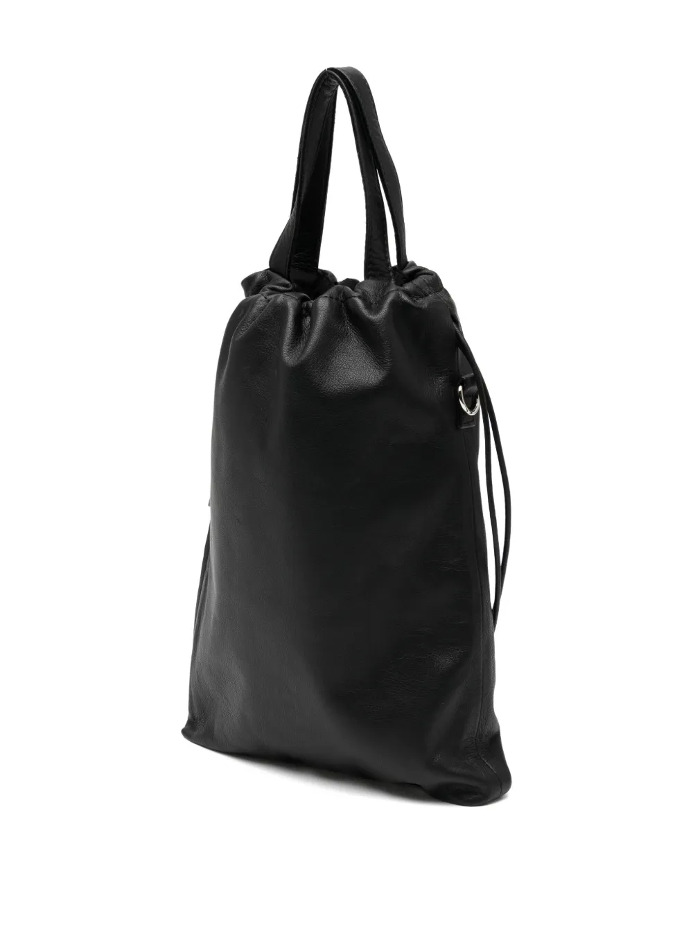 Yohji Yamamoto Drawstring Top Handle Mini Bag In Black