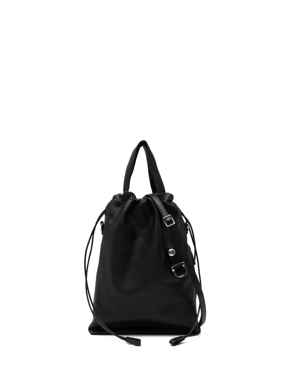 Yohji Yamamoto Drawstring Top Handle Mini Bag In Black