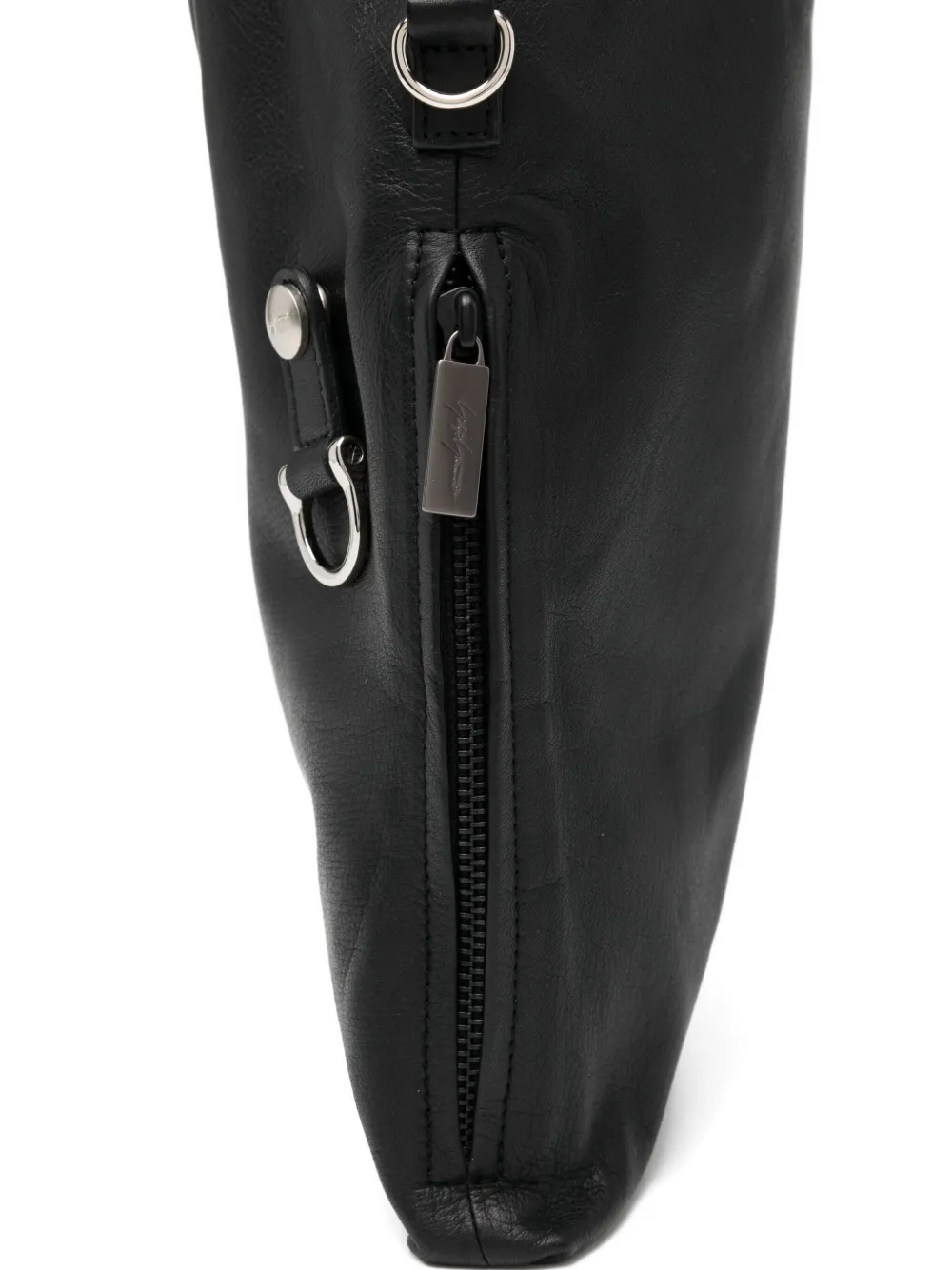 Yohji Yamamoto Drawstring Top Handle Mini Bag In Black