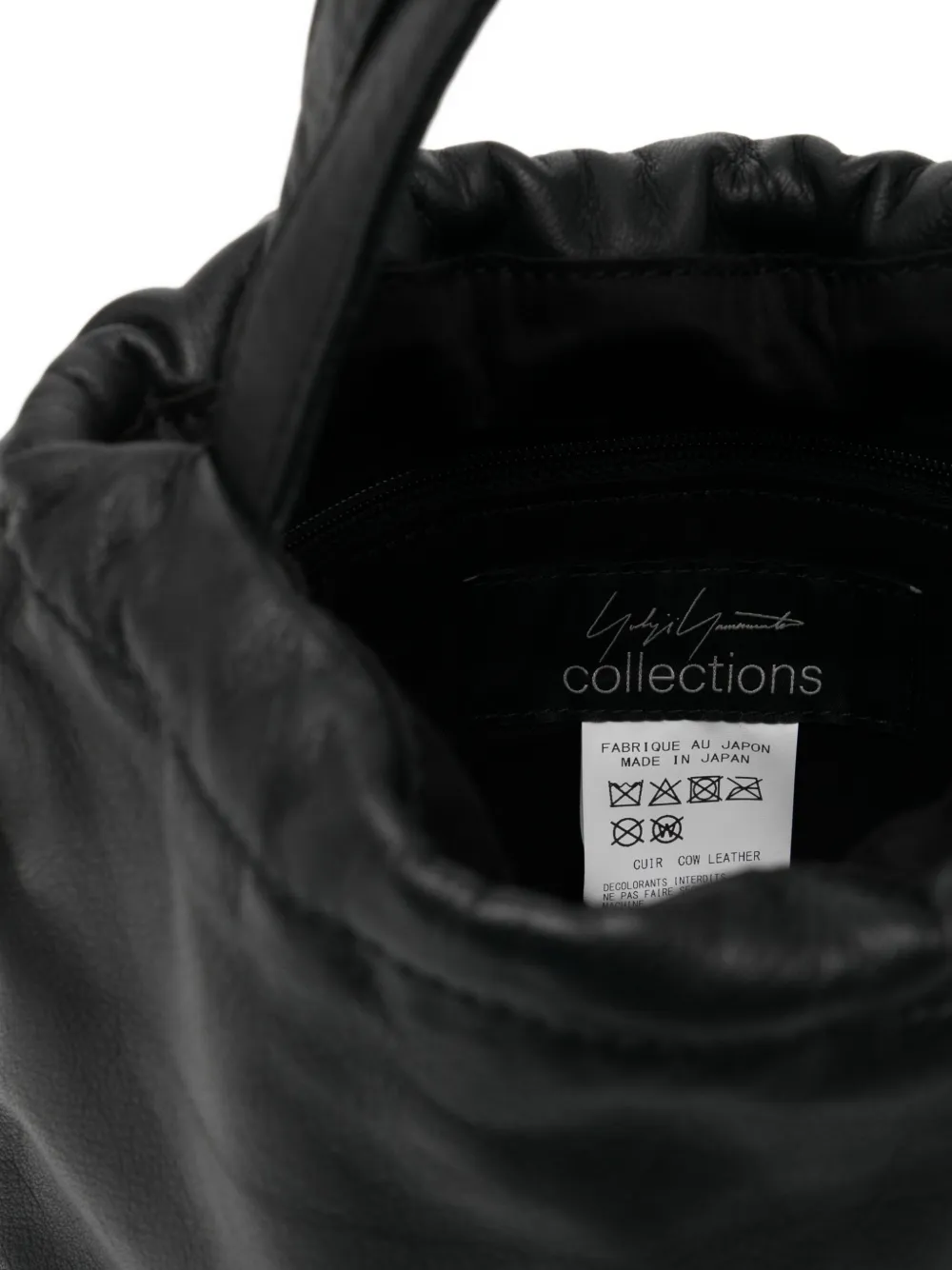 Yohji Yamamoto Drawstring Top Handle Mini Bag In Black