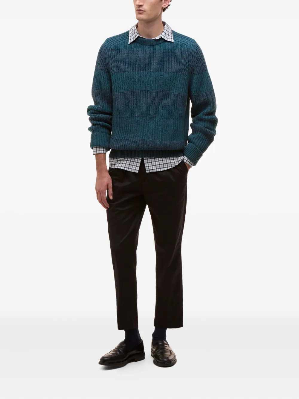 Paul Smith Gestreepte ribgebreide trui - Blauw