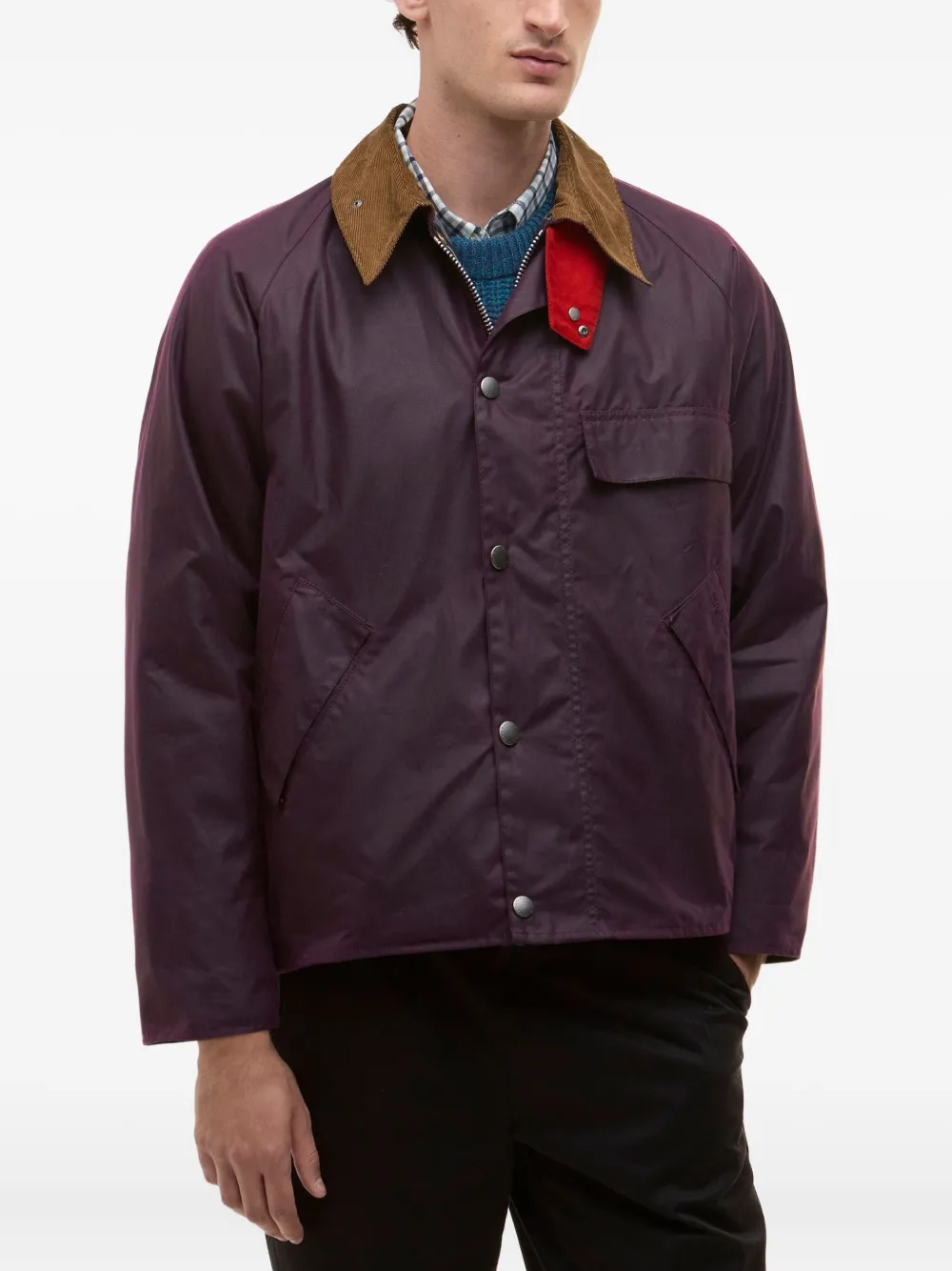 Paul Smith Corduroy-collar Jacket In Burgundy