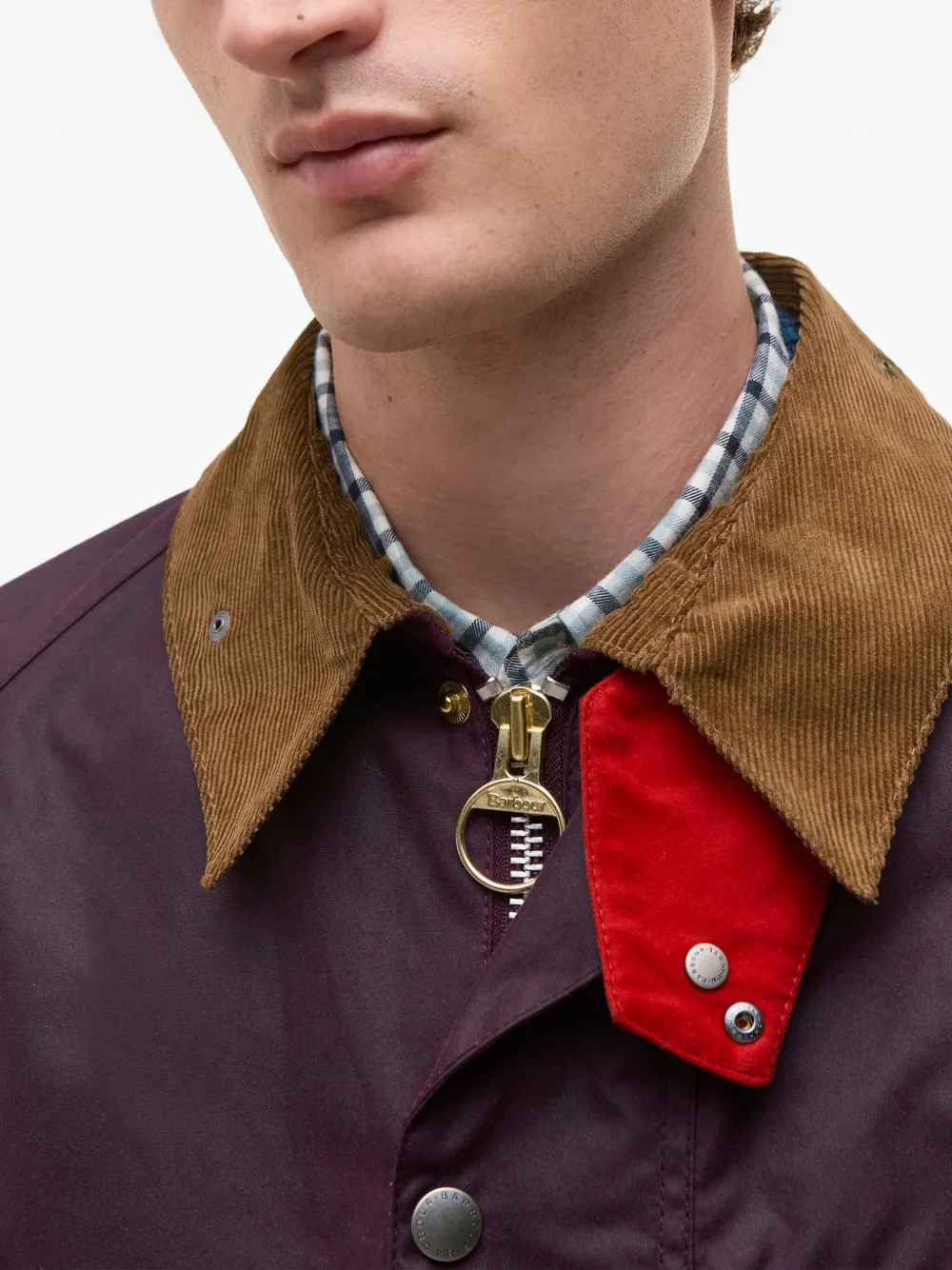 Paul Smith Corduroy-collar Jacket In Burgundy