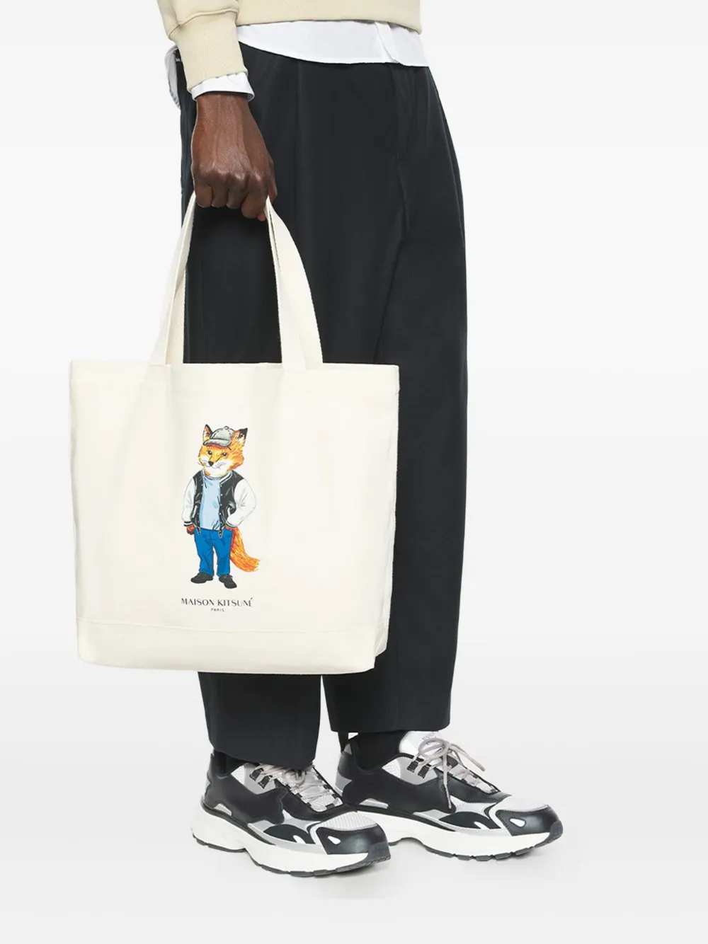 Maison Kitsuné Dressed Fox Tote Bag In Neutral