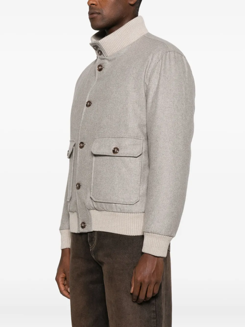 Barba Napoli Cashmere Bomber Jacket In Neutral