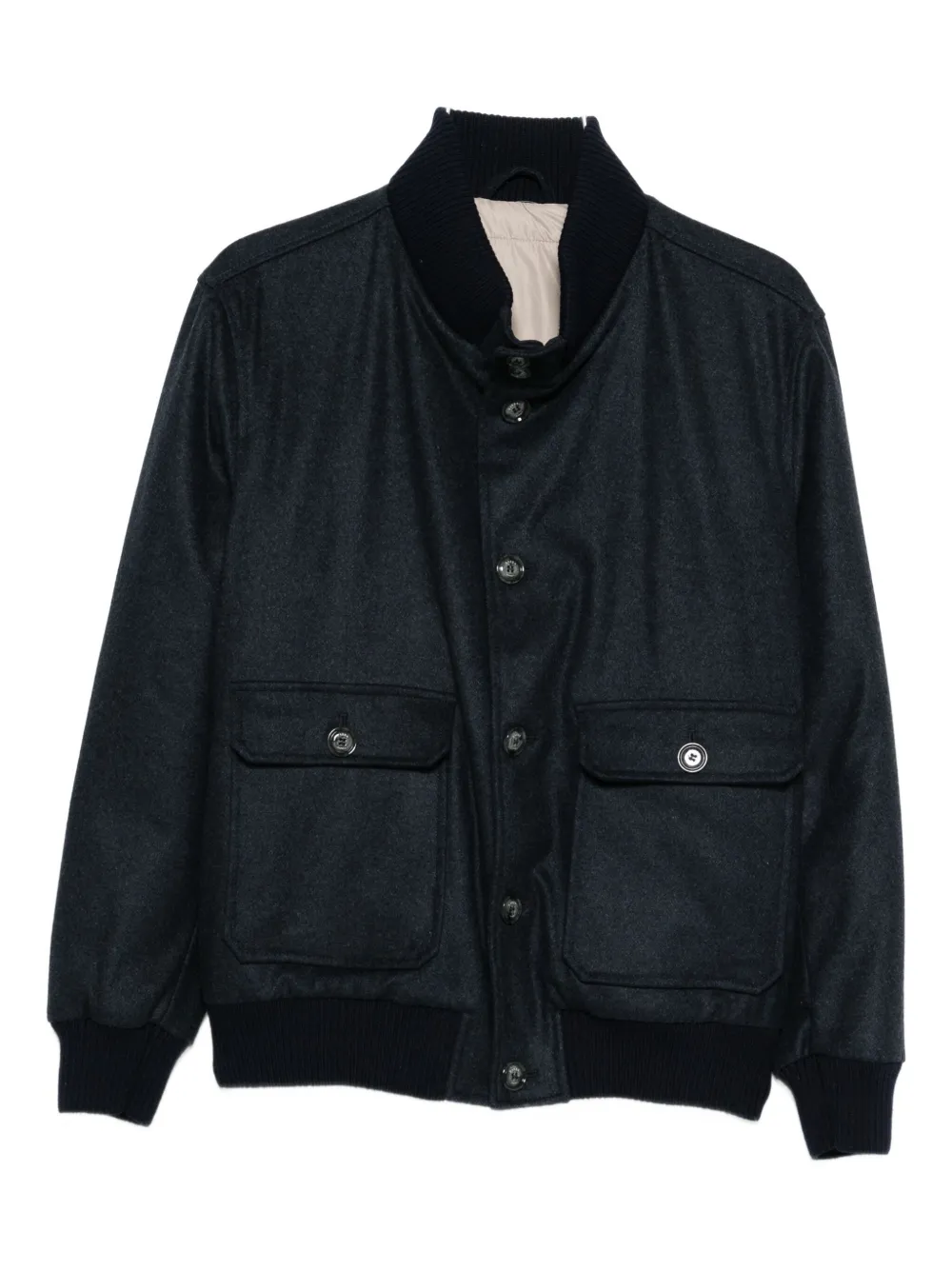 Barba Napoli Cashmere Bomber Jacket In Blue
