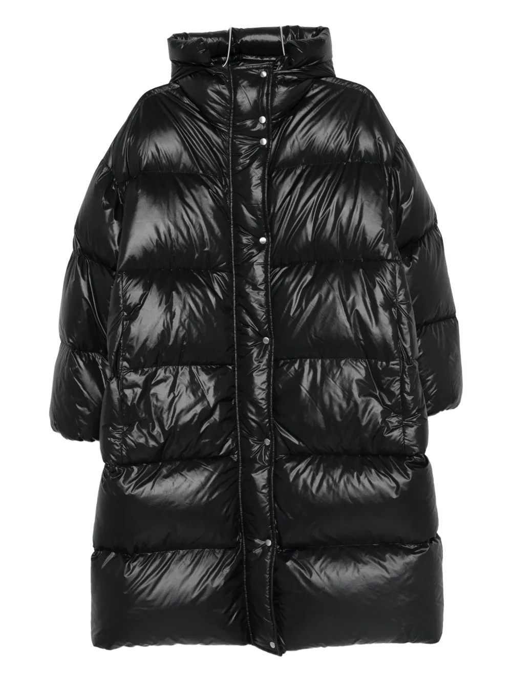 Jil Sander Hooded Puffer Coat In Black