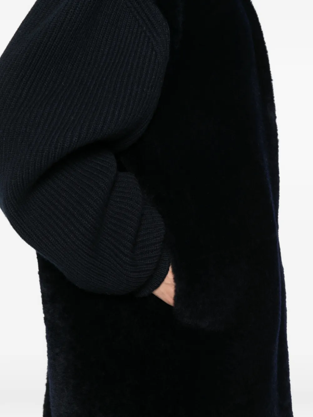 Jil Sander Ribbed Lamb Fur Coat In Black