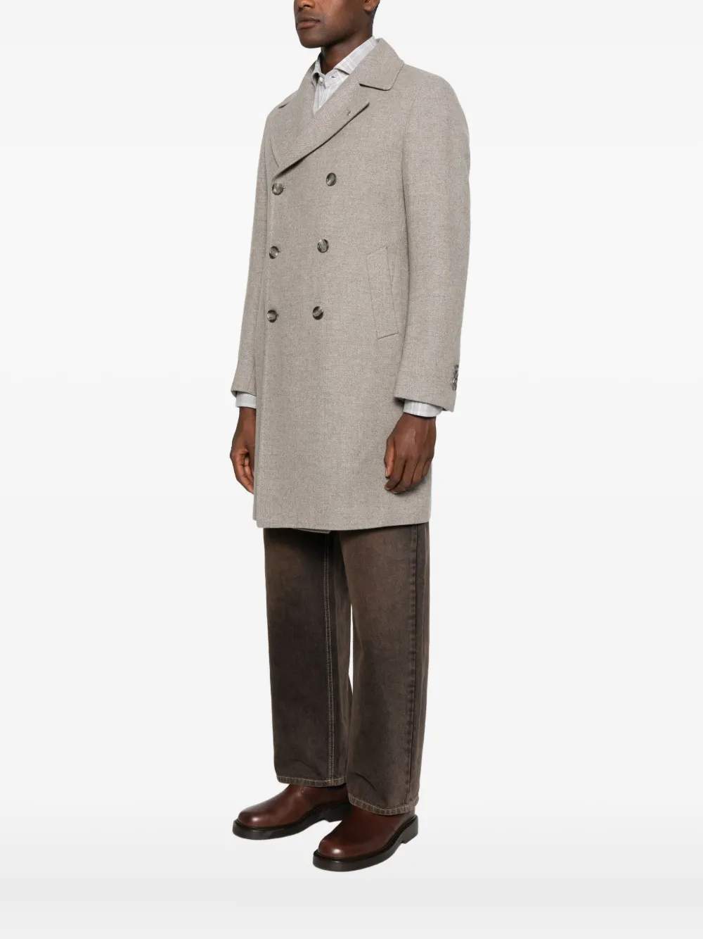 Tagliatore Wollen jas met dubbele rij knopen Grijs