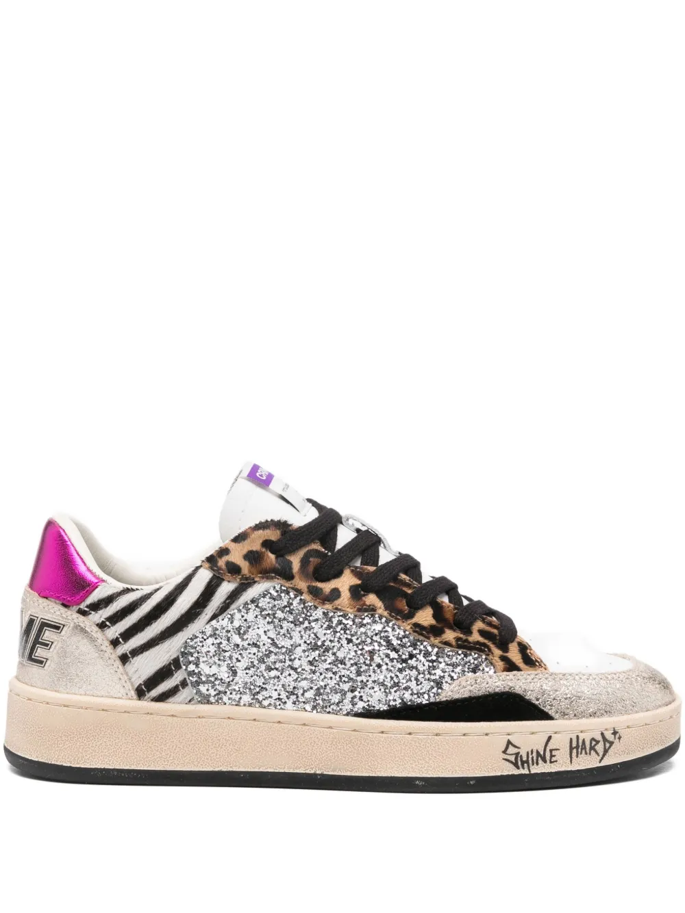 Crime London Sneakers met dierenprint Beige