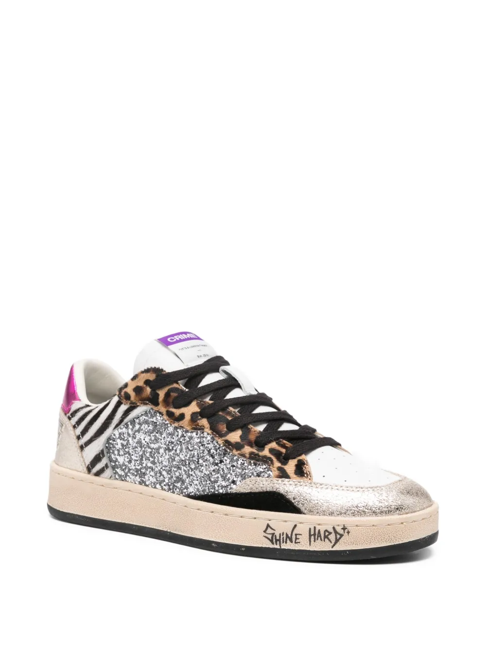 Crime London Sneakers met dierenprint Beige