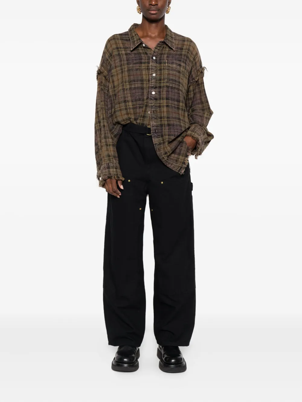 Sacai Katoenen jeans met ceintuur - Zwart