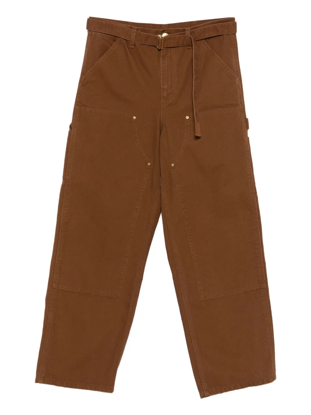 sacai pants de algodón con cinturón | marrón | Image 1