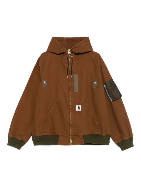 sacai zip-up hooded bomber jacket