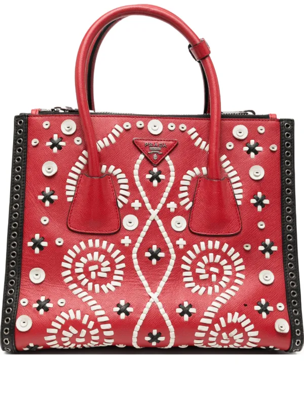 Prada Pre-owned Twin Pocket Tote Bag in Red