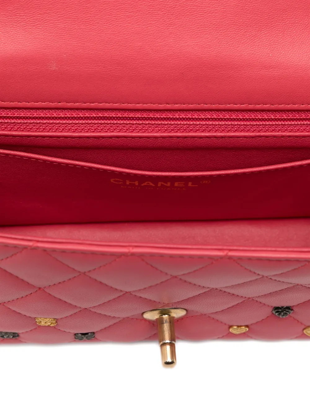 Pre-owned Chanel Classic Flap Bag Studded In Pink