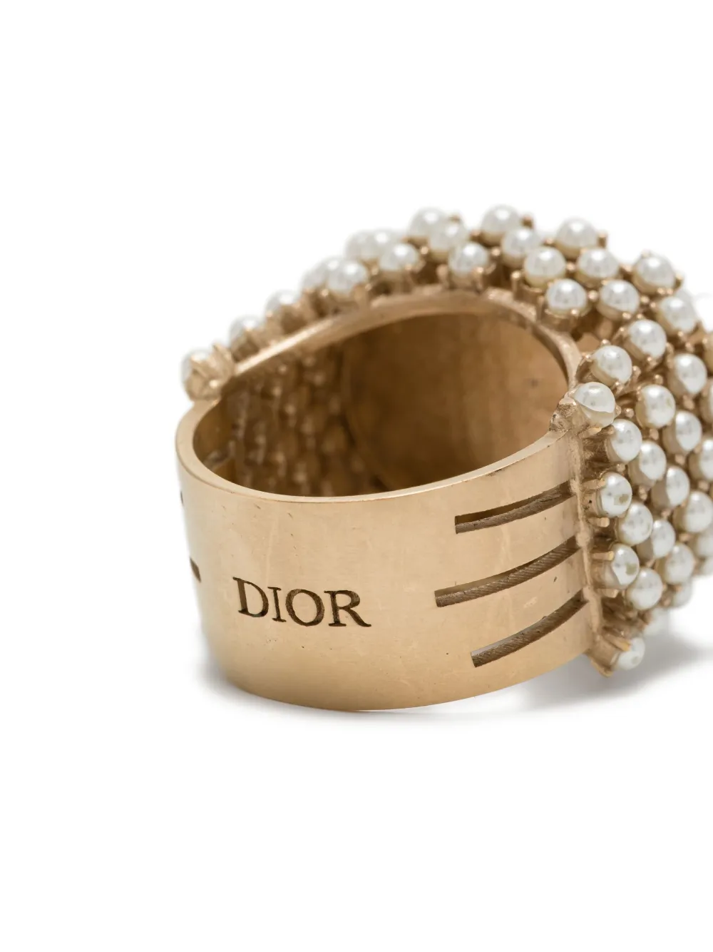  Christian Dior Pre-owned Ring With Pearls - Gold 