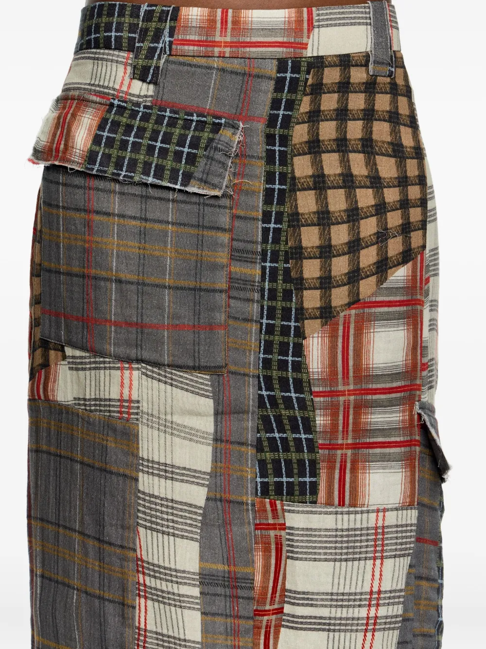 Bimba Y Lola Patchwork Flap-pocket Midi Skirt In Brown