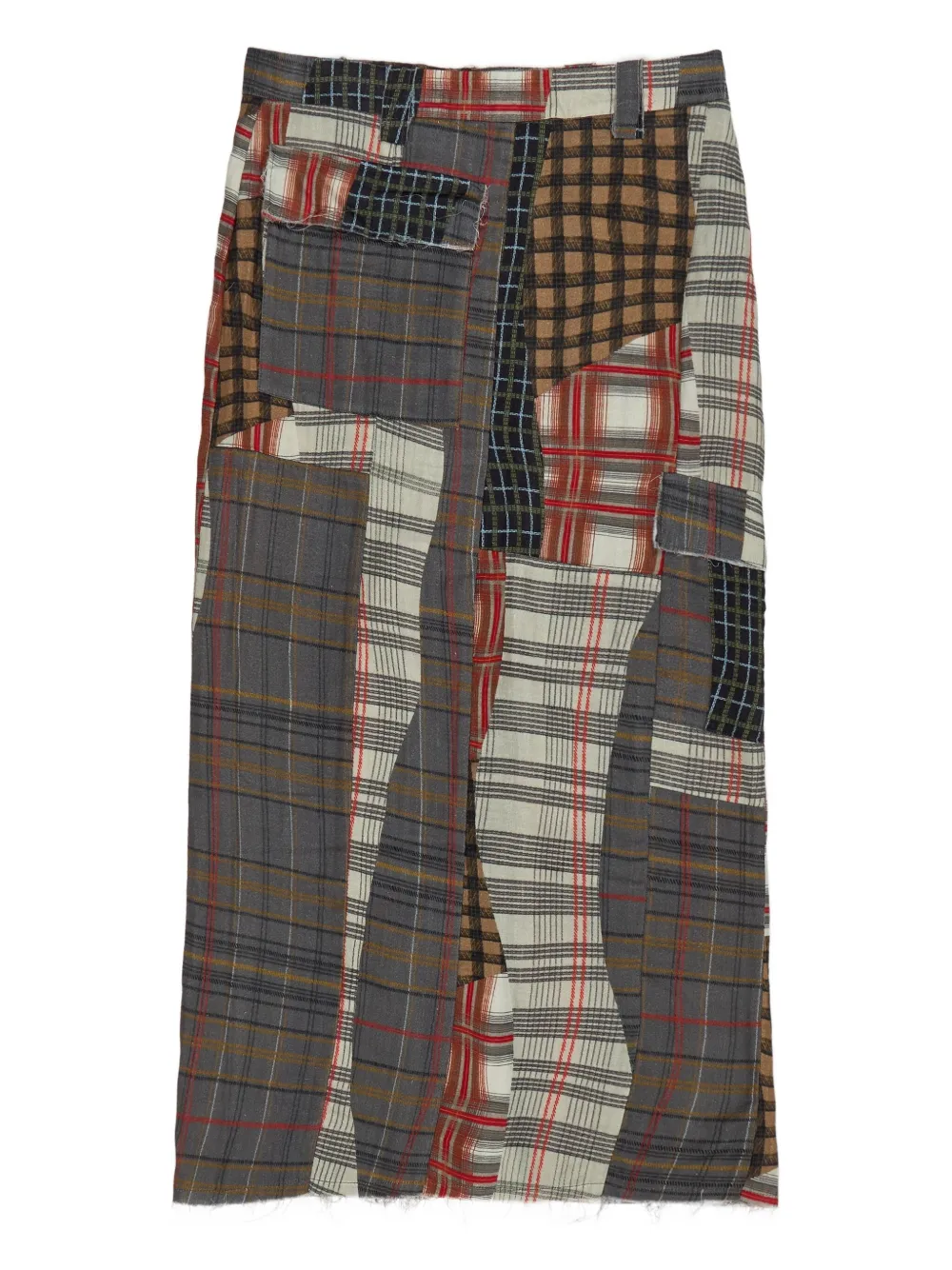 Bimba Y Lola Patchwork Flap-pocket Midi Skirt In Brown