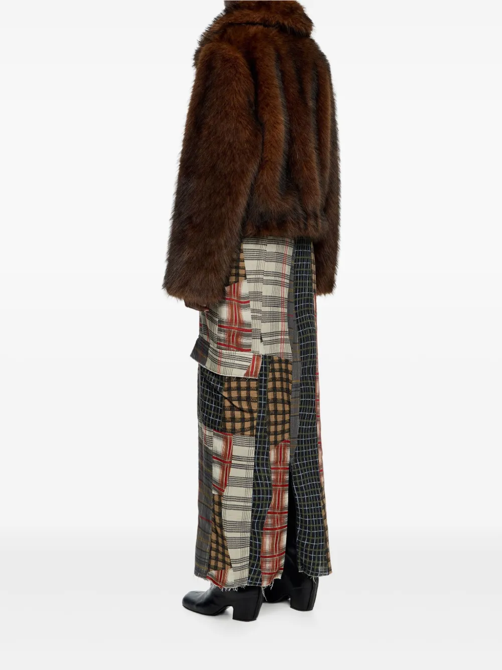 Bimba y Lola Midi-rok met klepzak en patchwork Bruin