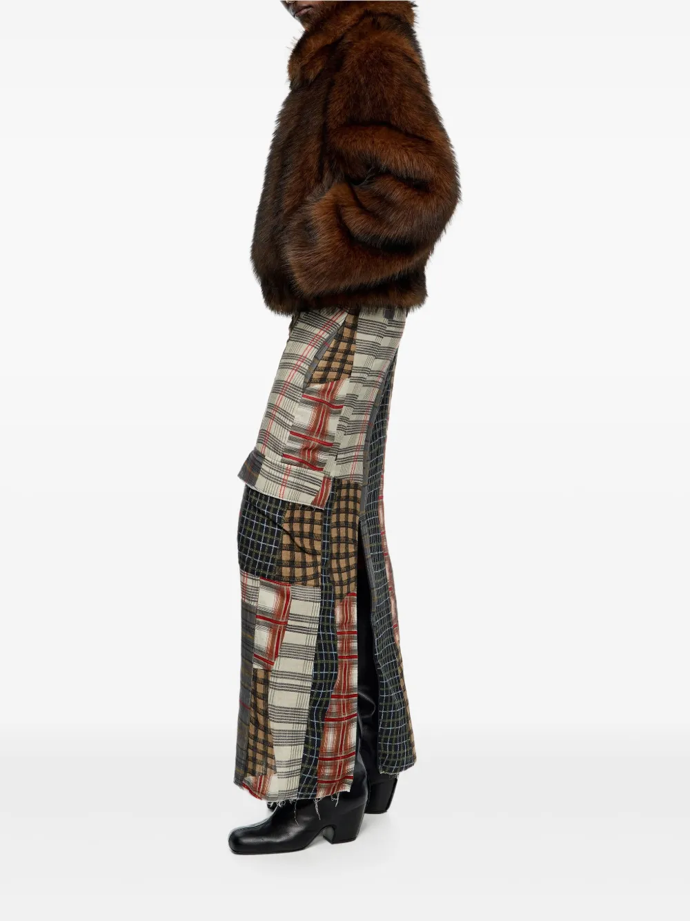 Bimba y Lola Midi-rok met klepzak en patchwork Bruin