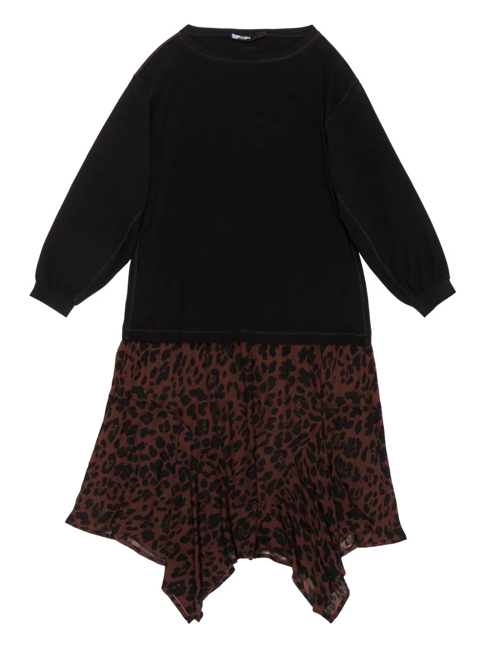 Bimba Y Lola Leopard-print Asymmetric Dress In Black