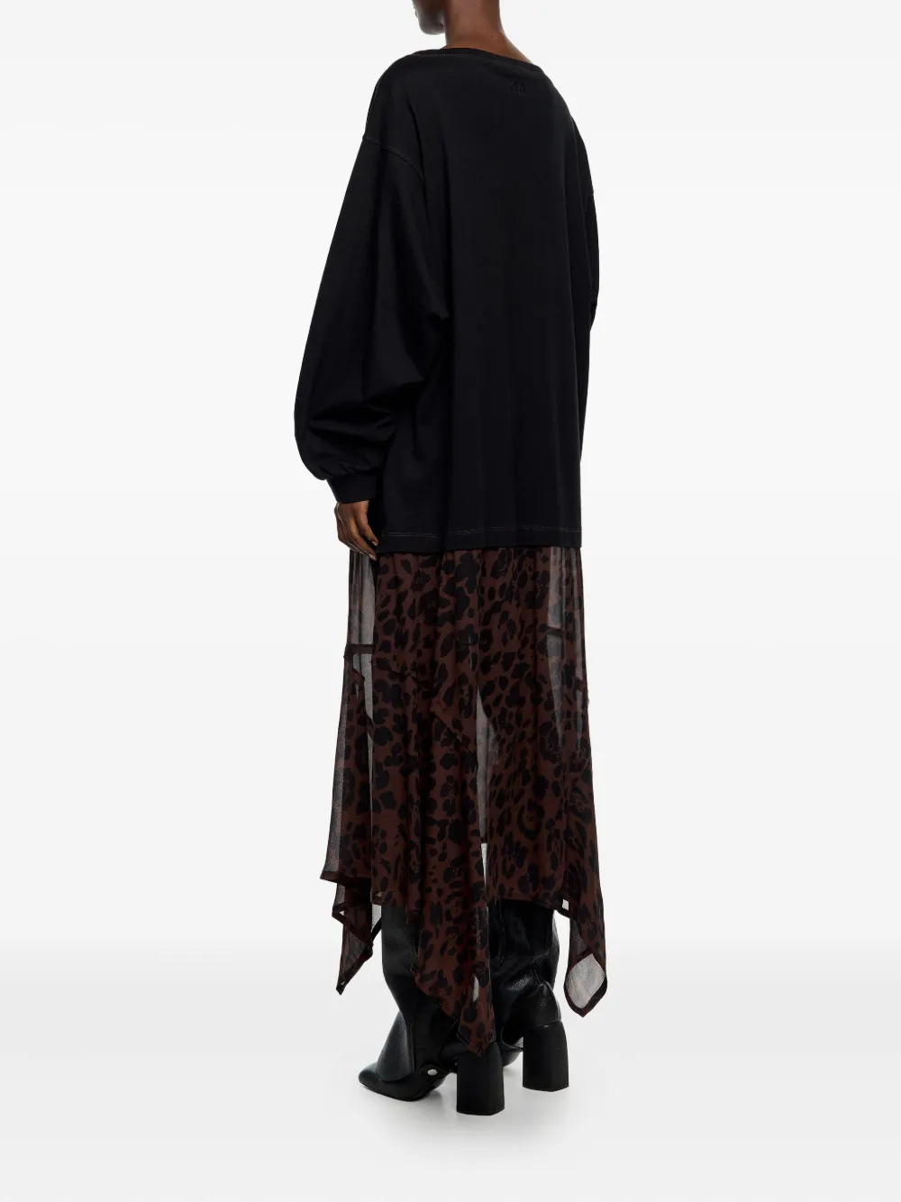 Bimba Y Lola Leopard-print Asymmetric Dress In Black