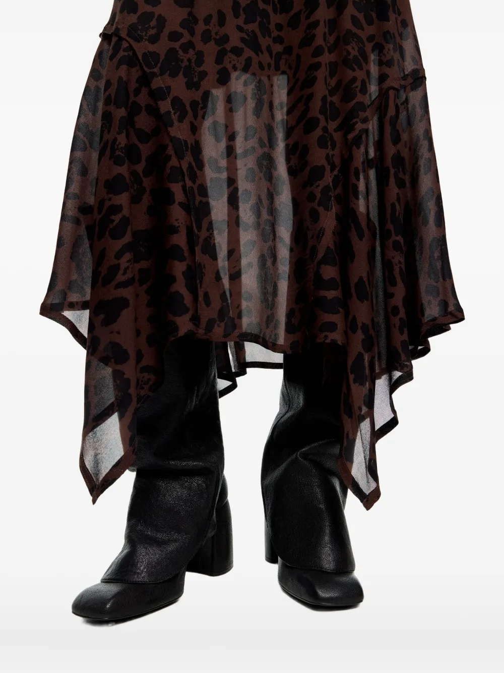 Bimba Y Lola Leopard-print Asymmetric Dress In Black