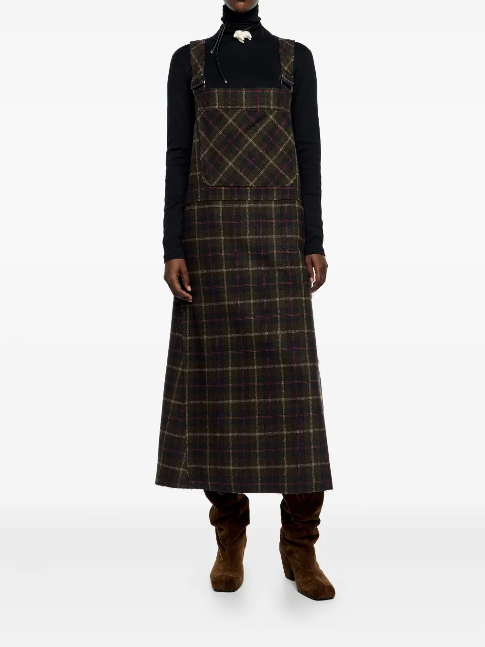 Bimba Y Lola Plaid Midi Dress In Green