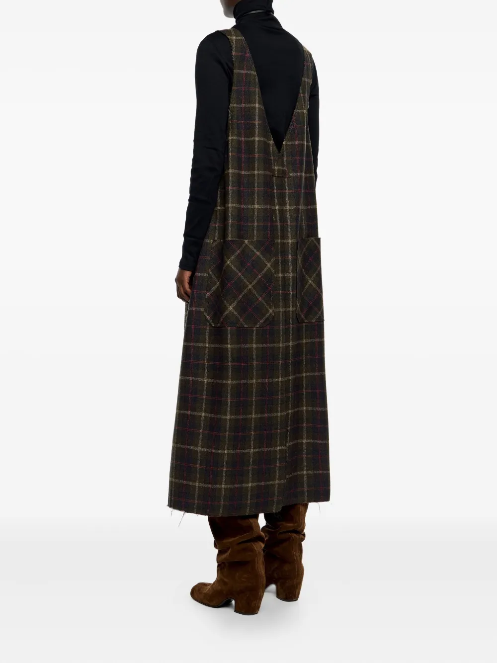 Bimba Y Lola Plaid Midi Dress In Green