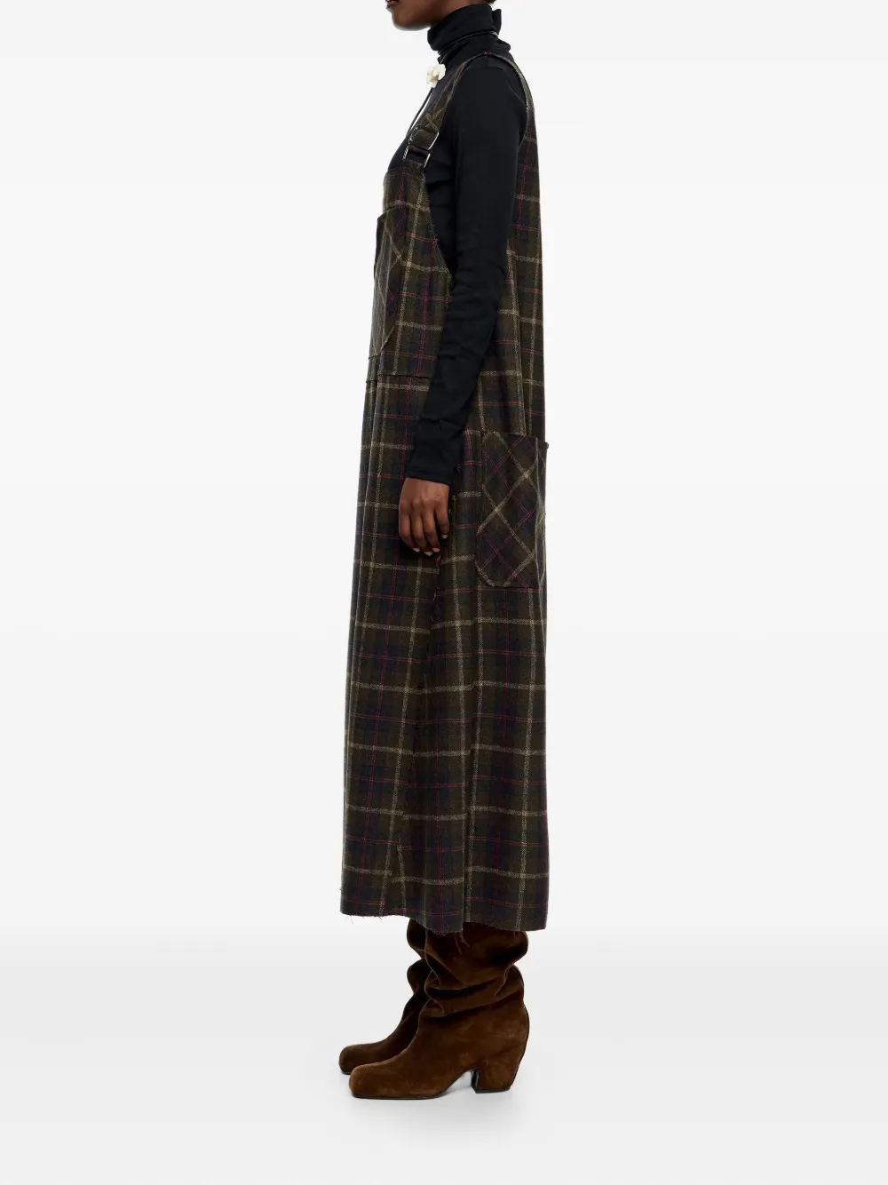 Bimba Y Lola Plaid Midi Dress In Green