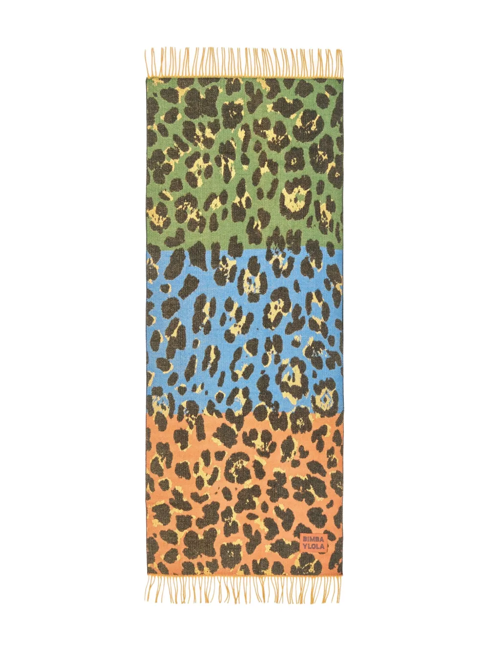 Bimba y Lola leopard-print fringed scarf | Orange | Image 1