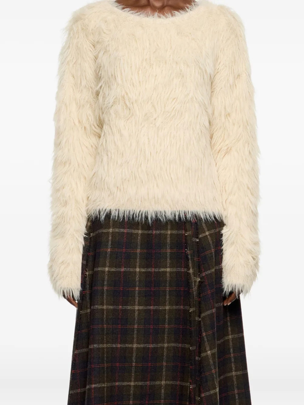 Bimba Y Lola Crew-neck Long-sleeve Sweater In White