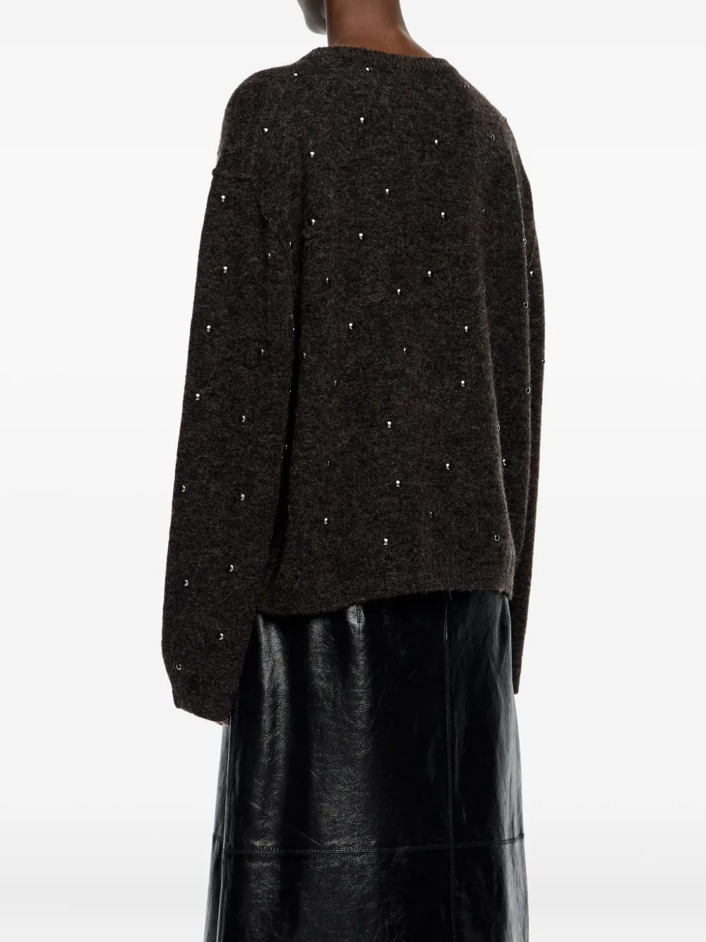 Bimba Y Lola Stud-embellished Crew-neck Sweater In Brown