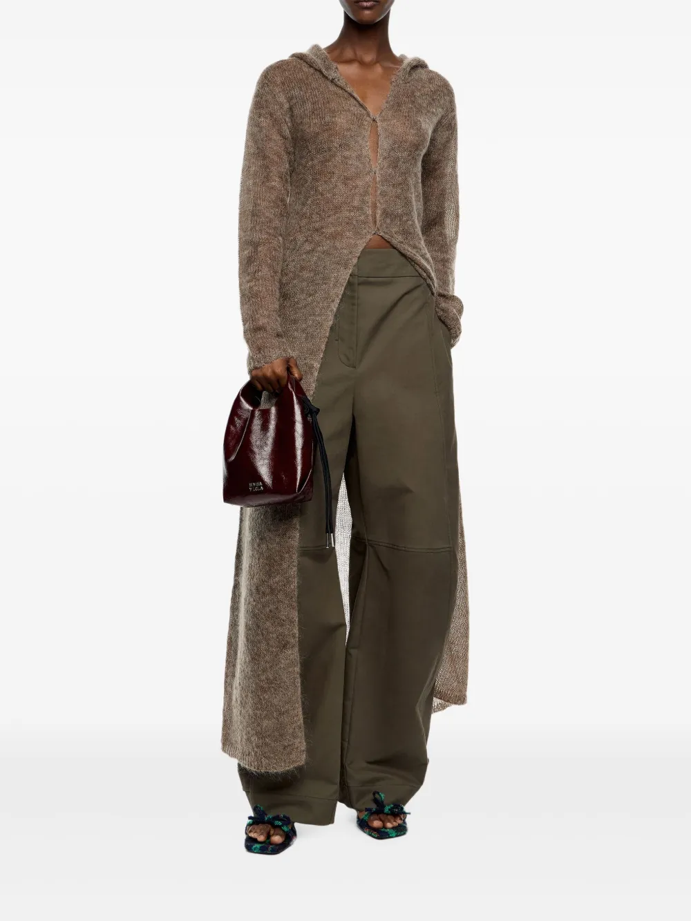 Bimba Y Lola Hooded Cardigan In Brown