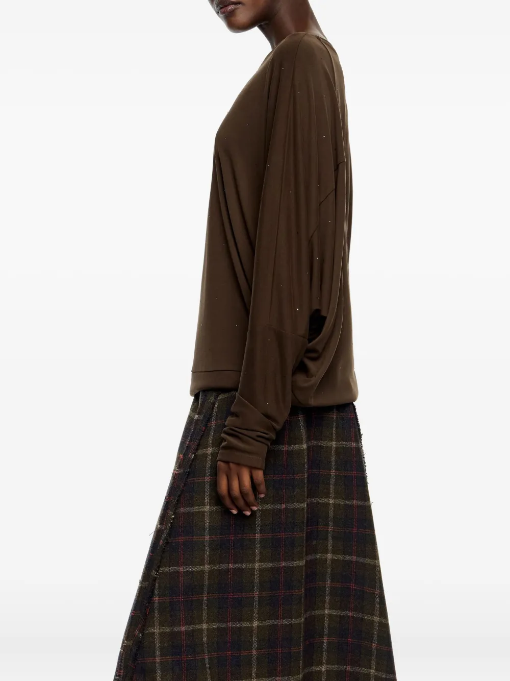 Bimba Y Lola Boat-neck Blouse In Brown