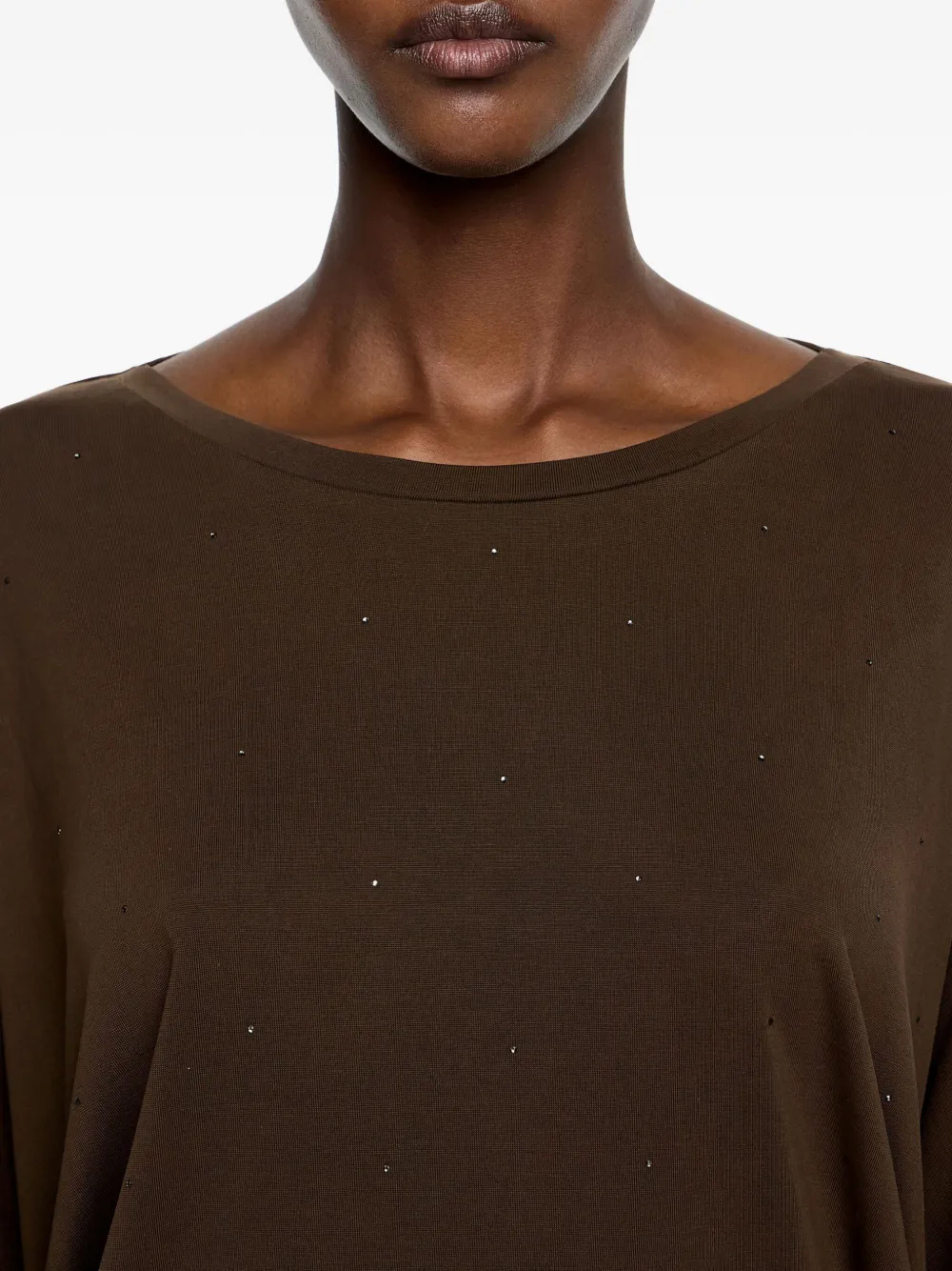 Bimba Y Lola Boat-neck Blouse In Brown