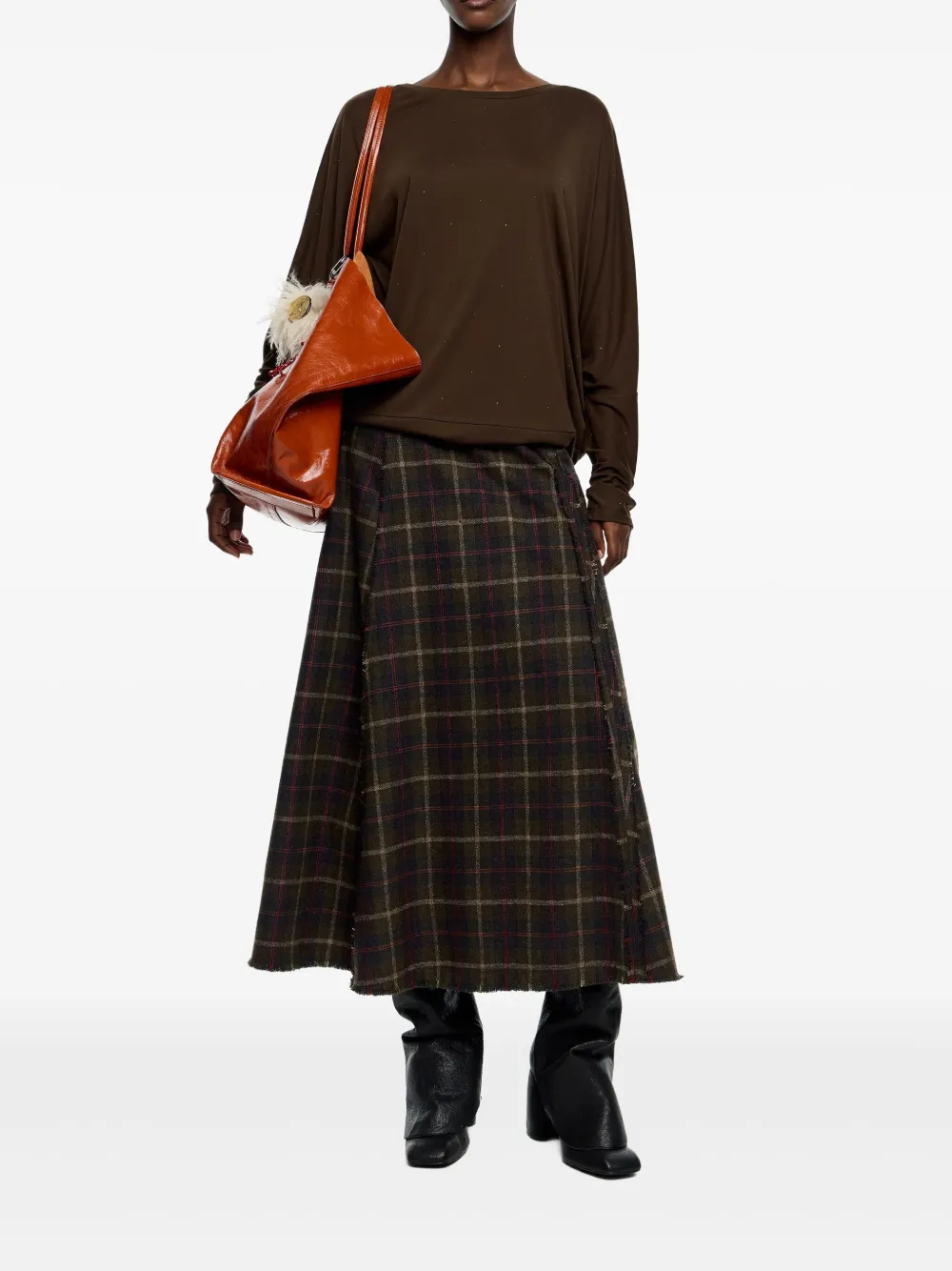 Bimba Y Lola Boat-neck Blouse In Brown