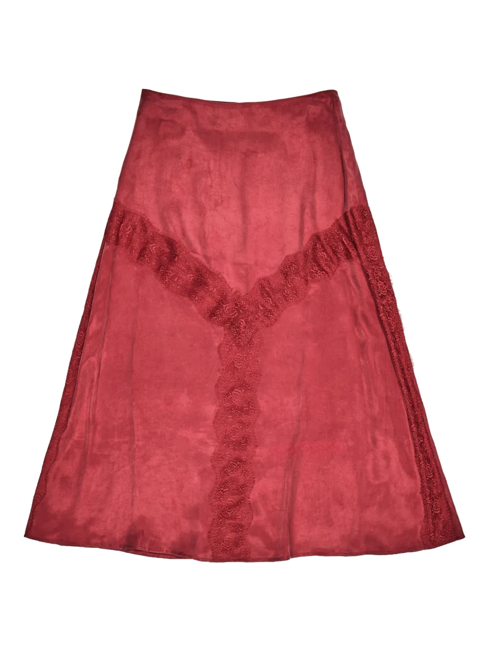 Bimba Y Lola Lace Panel Midi Skirt In Red