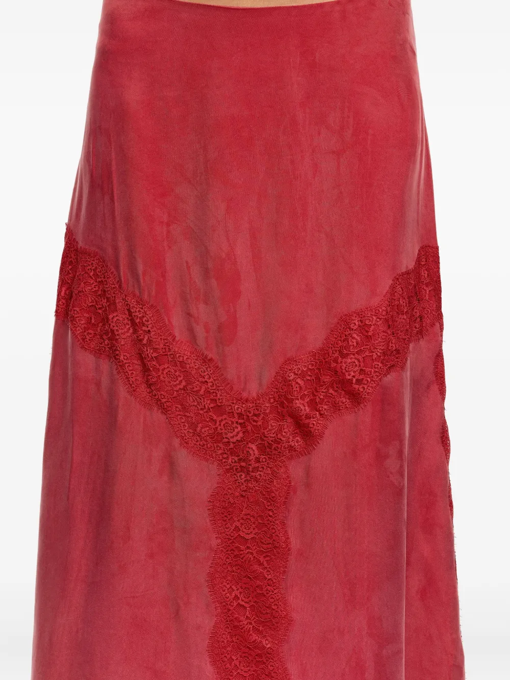 Bimba Y Lola Lace Panel Midi Skirt In Red