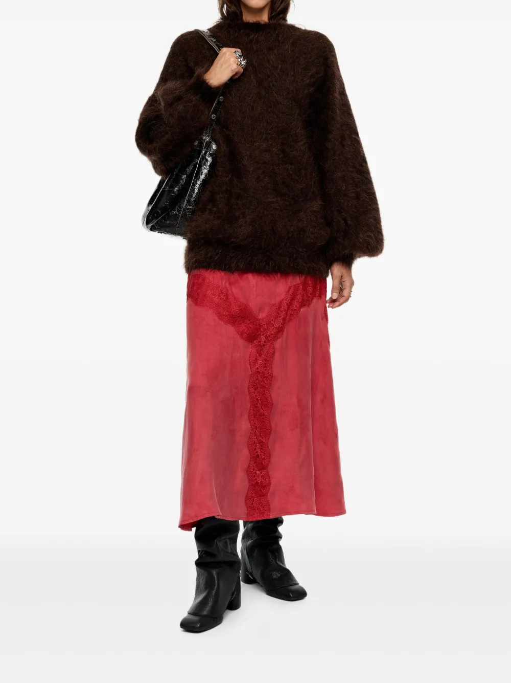 Bimba y Lola Midi-rok met kanten vlak - Rood