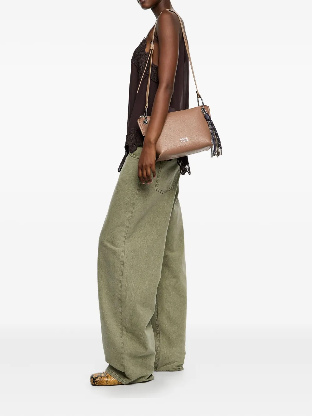 Bimba y Lola レザー ショルダーバッグ - ブラウン