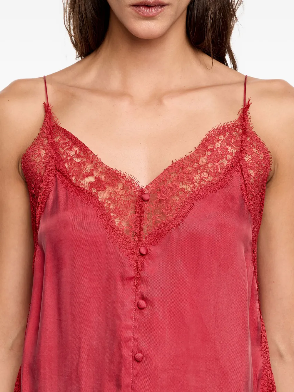 Bimba Y Lola Lace Button Midi Dress In Brown