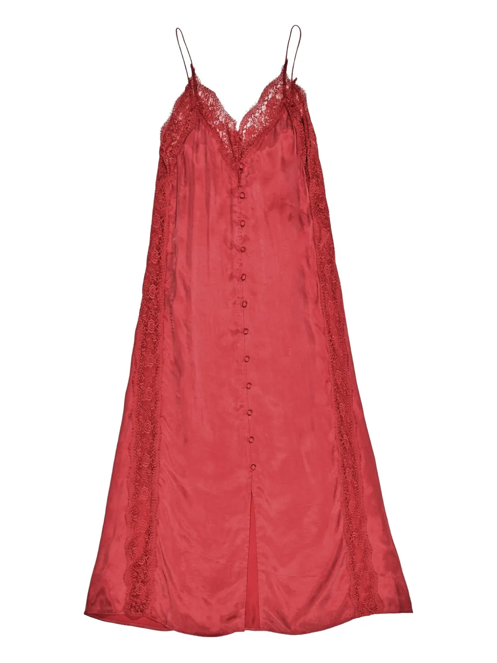 Bimba Y Lola Lace Button Midi Dress In Red
