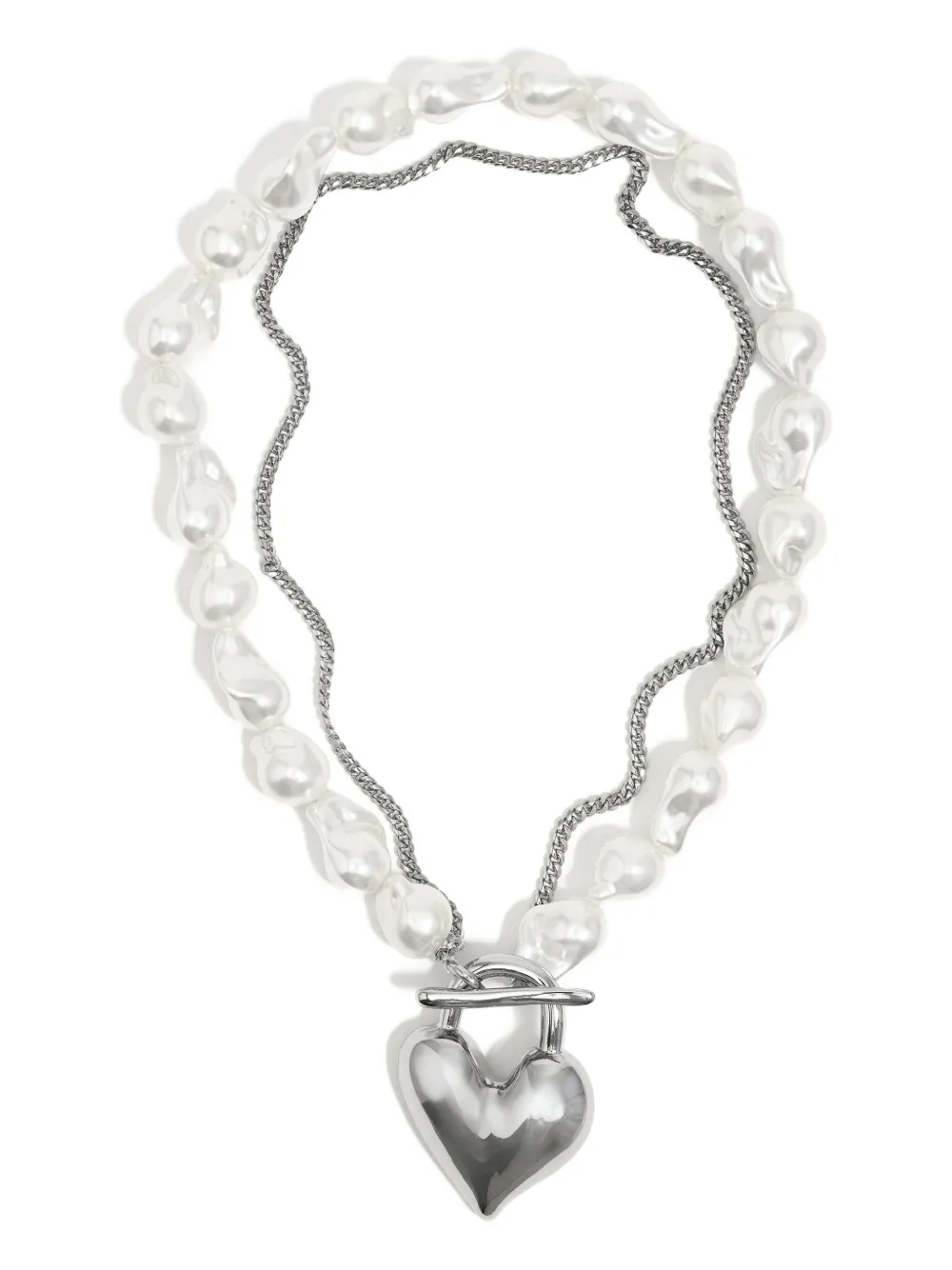 Bimba Y Lola Heart-pendant Pearl-effect Necklace In White