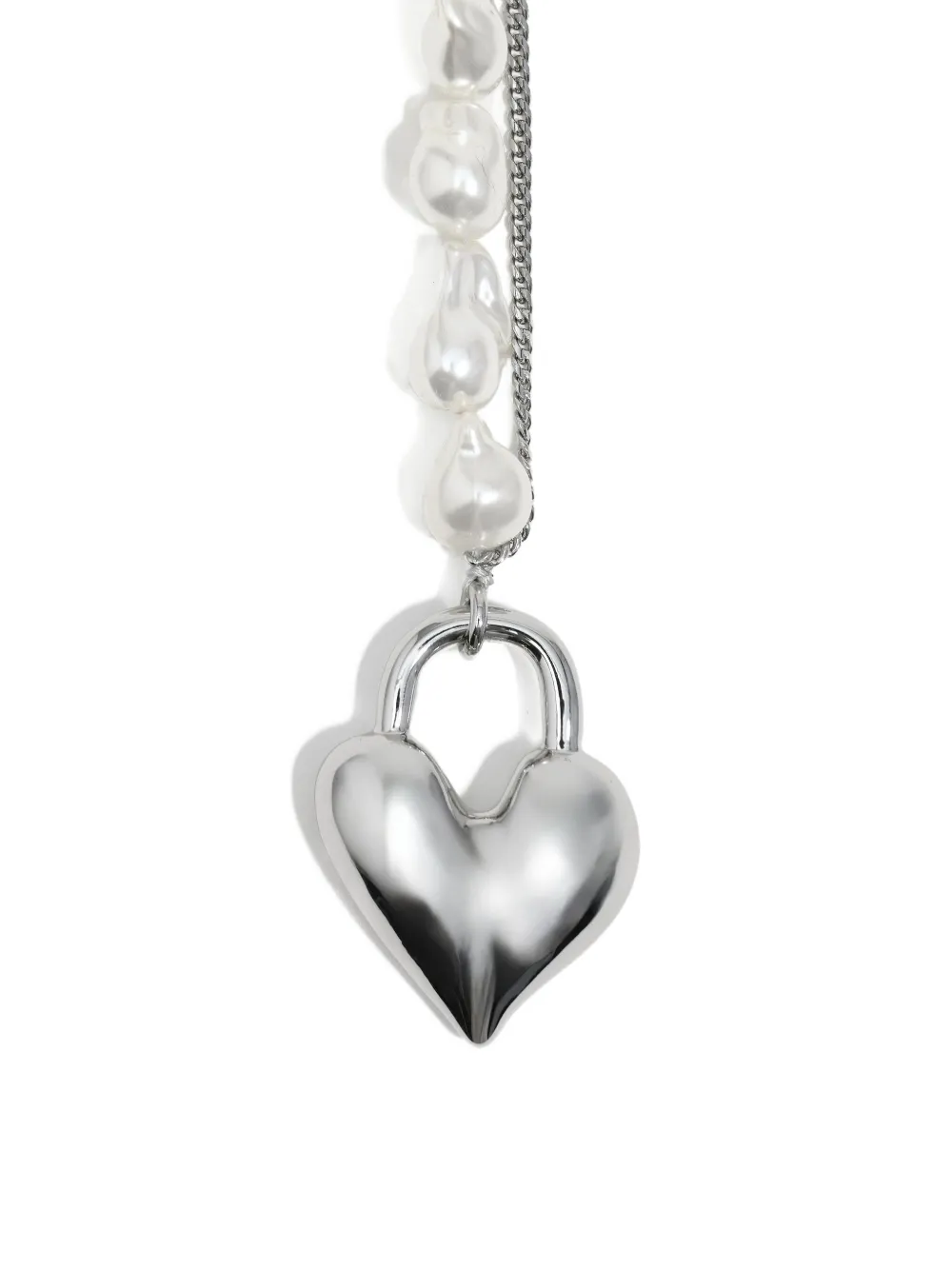 Bimba Y Lola Heart-pendant Pearl-effect Necklace In White