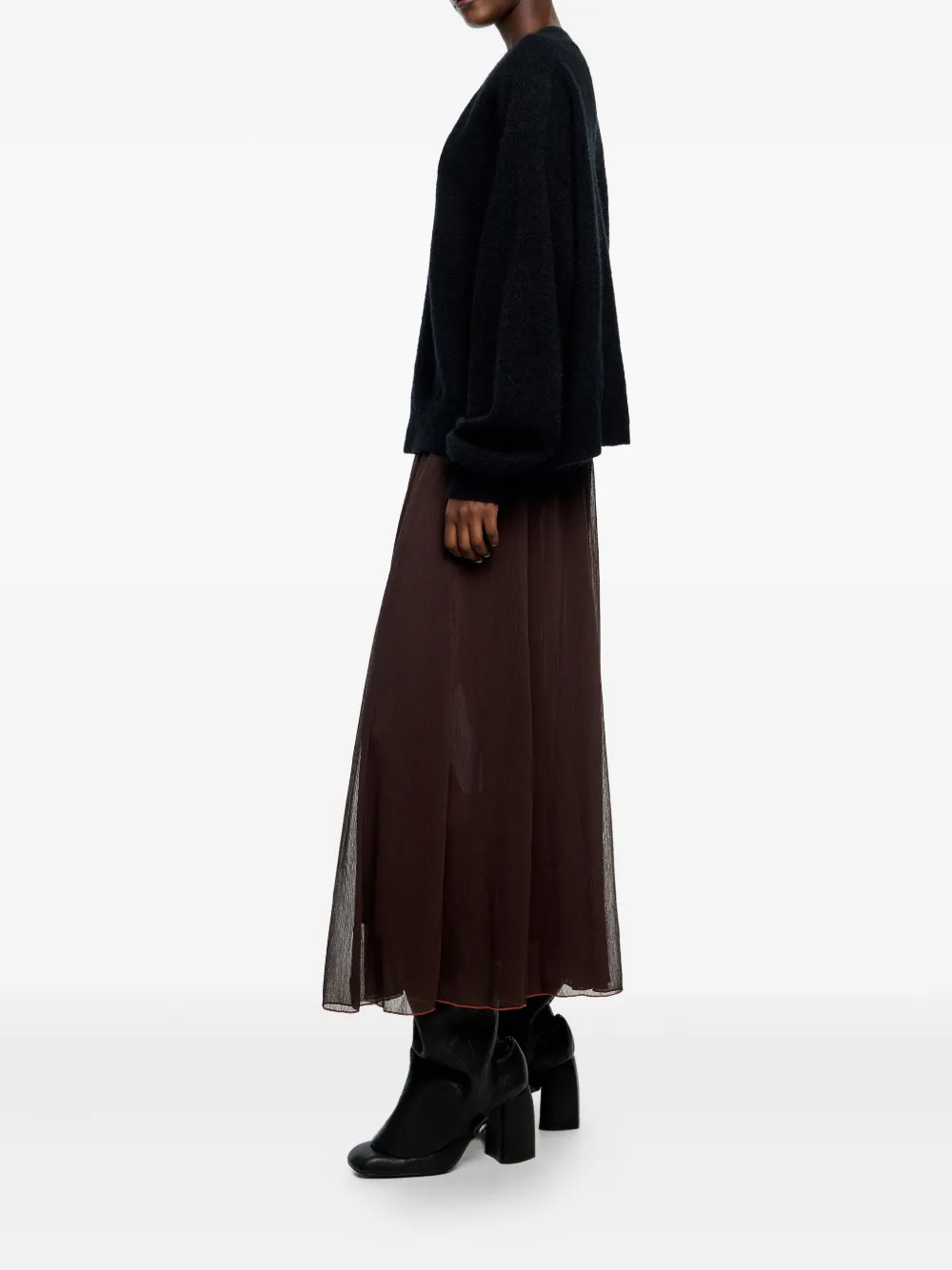 Bimba Y Lola Gathered Midi Skirt In Brown