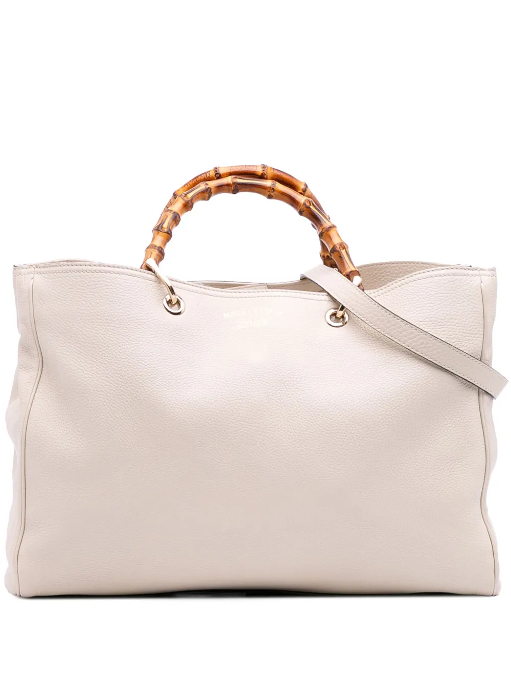 Gucci Pre-Owned 2016-2025 Large Calfskin Bamboo Shopper satchel - ホワイト Gucci Pre-Owned 2016-2025 Large Calfskin Bamboo Shopper satchel - ホワイト