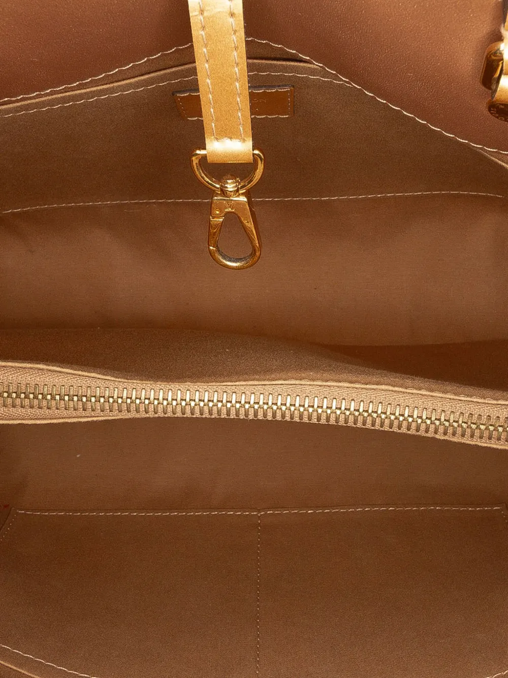 Pre-owned Louis Vuitton 2015 Monogram Vernis Montaigne Mm Satchel In Brown